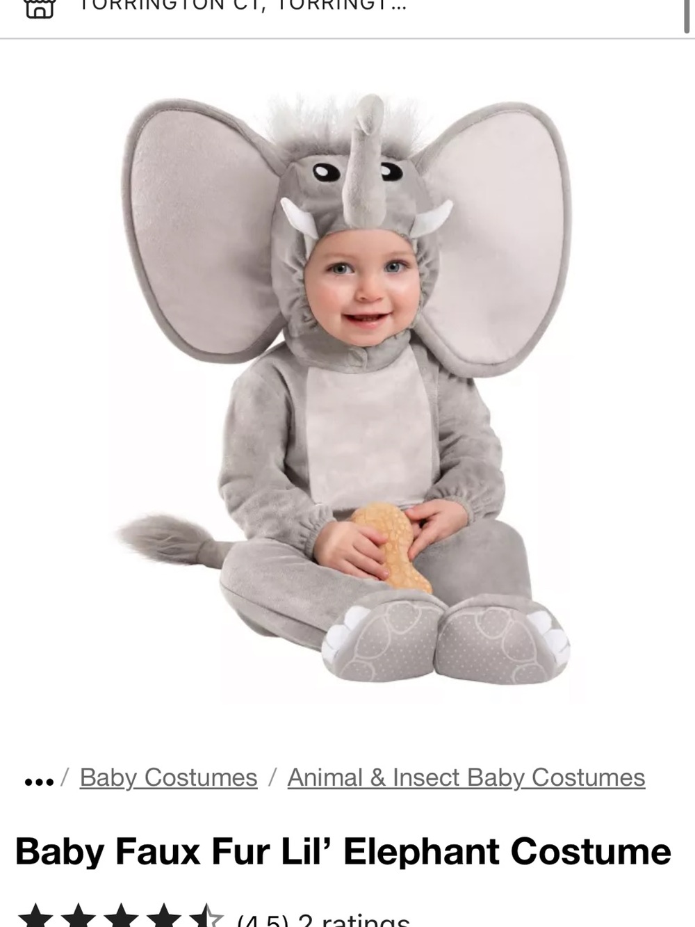 Spirit Halloween Lil Fur Elephant Costume